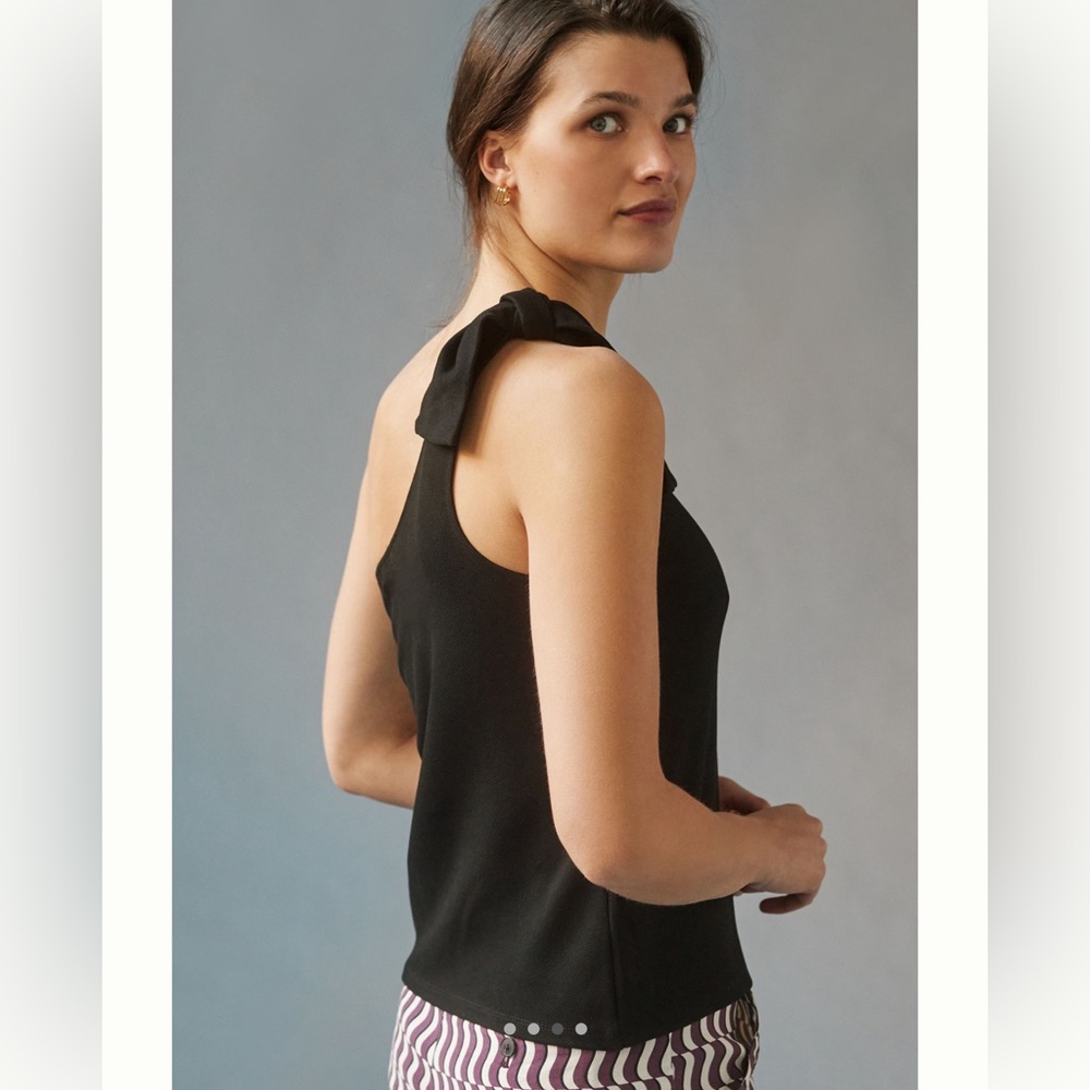 Bishop + Young One-Shoulder Tie Tank Navy Stripe from Anthropologie - Picture 6 of 10